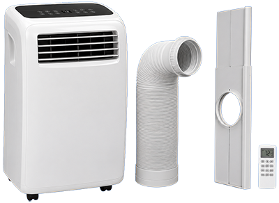 Floor-standing portable air conditioner with an exhaust hose
